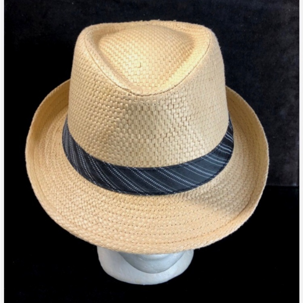 DPC DORFMAN PACIFIC CO Hat sz M Fedora Trilby Woven Paper Straw Natural Color - Picture 2 of 8